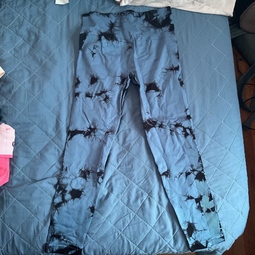 Blue and Black Tie-Dye Leggings